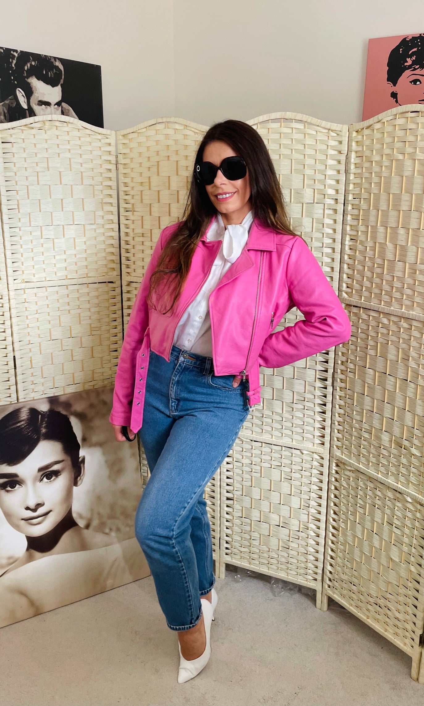 RENT Bubble Gum Pink Faux Leather Biker Jacket WearMyWardrobeOut