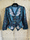 Rent Vintage couture jacquard blazer jacket Rent Vintage and pre-loved fashion rentals, designer rentals, designer bag rental, wedding dress rental, dress alterations and tailoring, Bristol Vintage and pre-loved fashion rentals, Bristol dress hire, dress rental, Bristol alterations 