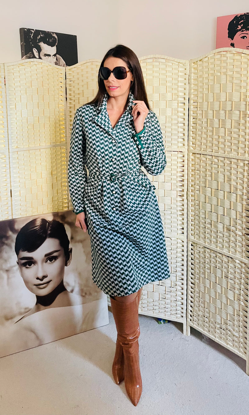 Rent vintage green and white dress