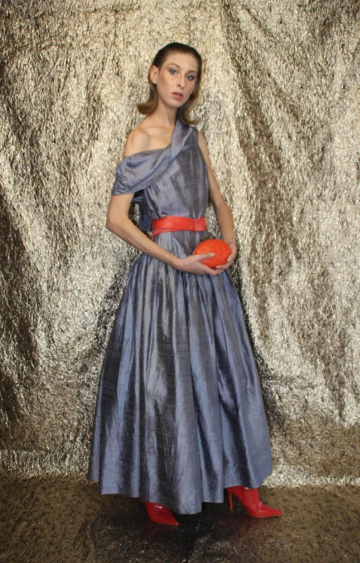 Rent vintage marl grey maxi cocktail prom style dress