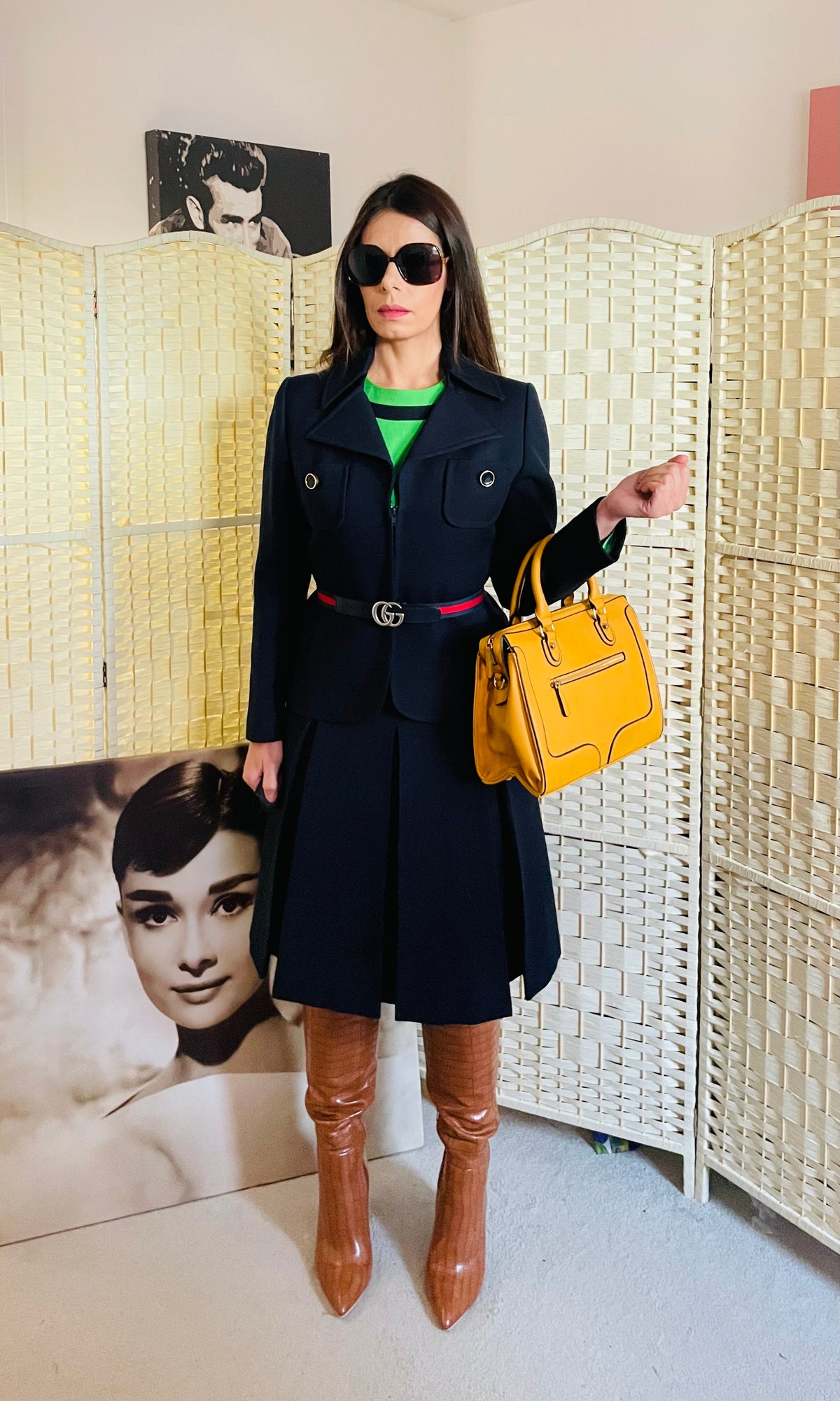 Rent vintage navy and green dress suit