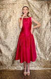 Rent vintage cherry red cocktail prom dress with dropped waist
