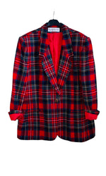 Rent red tartan oversized blazer jacket