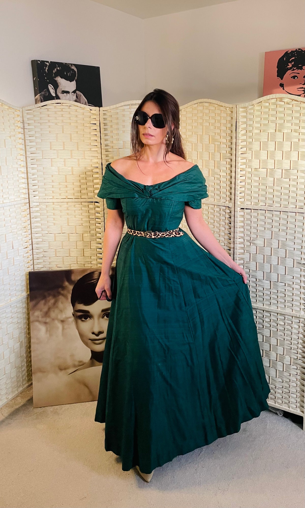 Emerald Green Taffeta Bardot Maxi Dress – WearMyWardrobeOut