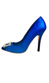 Rent cobalt blue stiletto court shoes with embellished front jewel