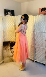 Orange Tulle Midi Prom Dress