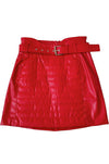 1960's Style Faux Red Leather Mini Skirt