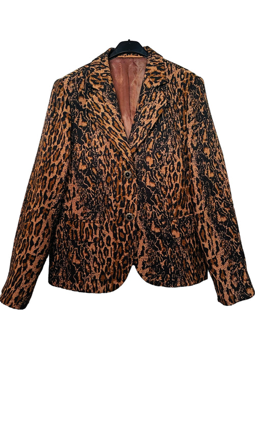 Rent Vintage Jacquard German Leopard Print Blazer Jacket