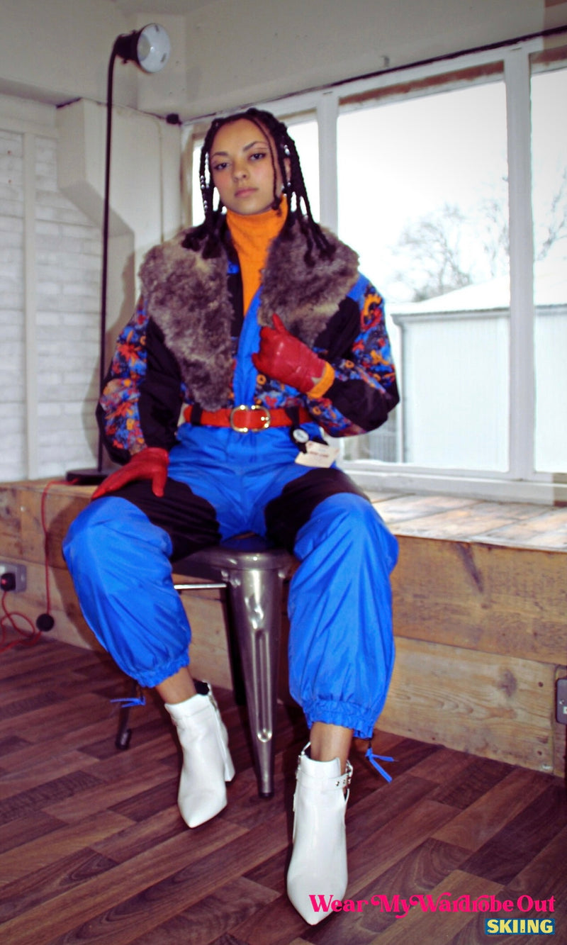retro ski fancy dress Snow Bunny 80's Ski Onesie