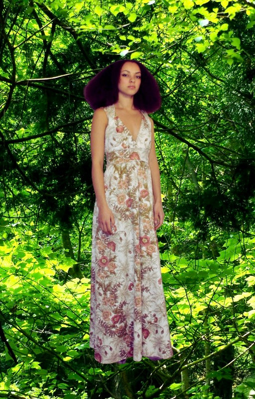 RENT Handmade 70's Floral Maxi Dress