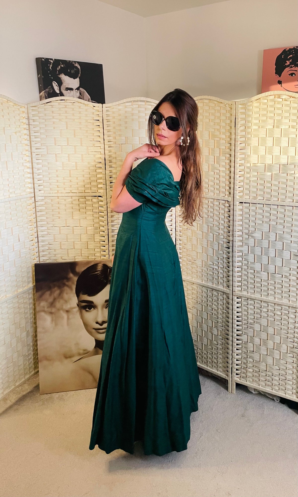 Emerald Green Taffeta Bardot Maxi Dress WearMyWardrobeOut Emerald Green Taffeta Bardot Maxi Dress WearMyWardrobeOut