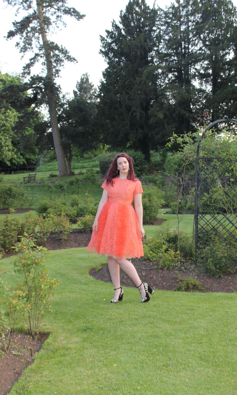 rent orange vintage tulle dress